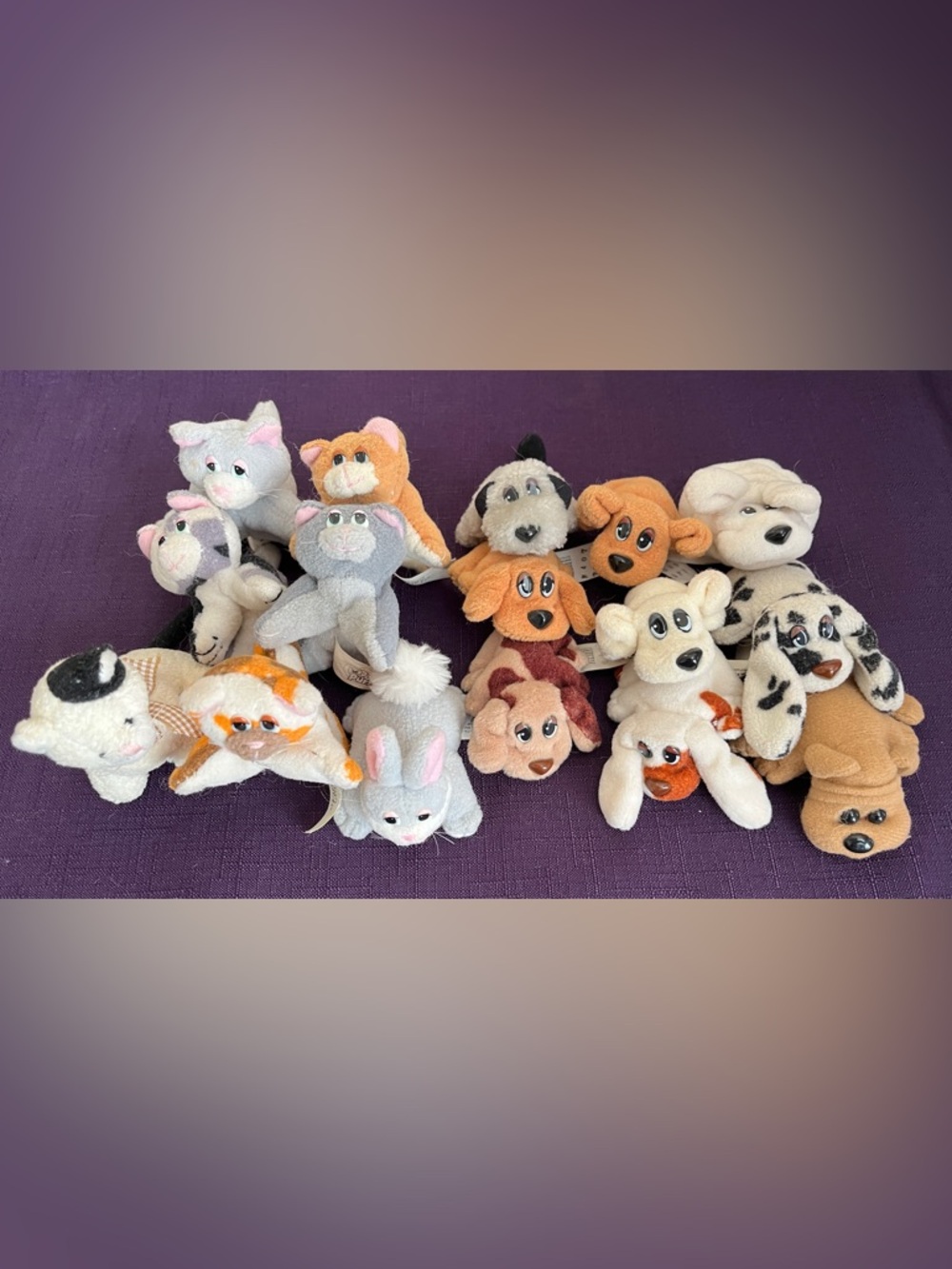 Vintage Pound Purries/Puppies/Bunnies Kennel Kudlee 1990's Mini Plush Toy Lot 16